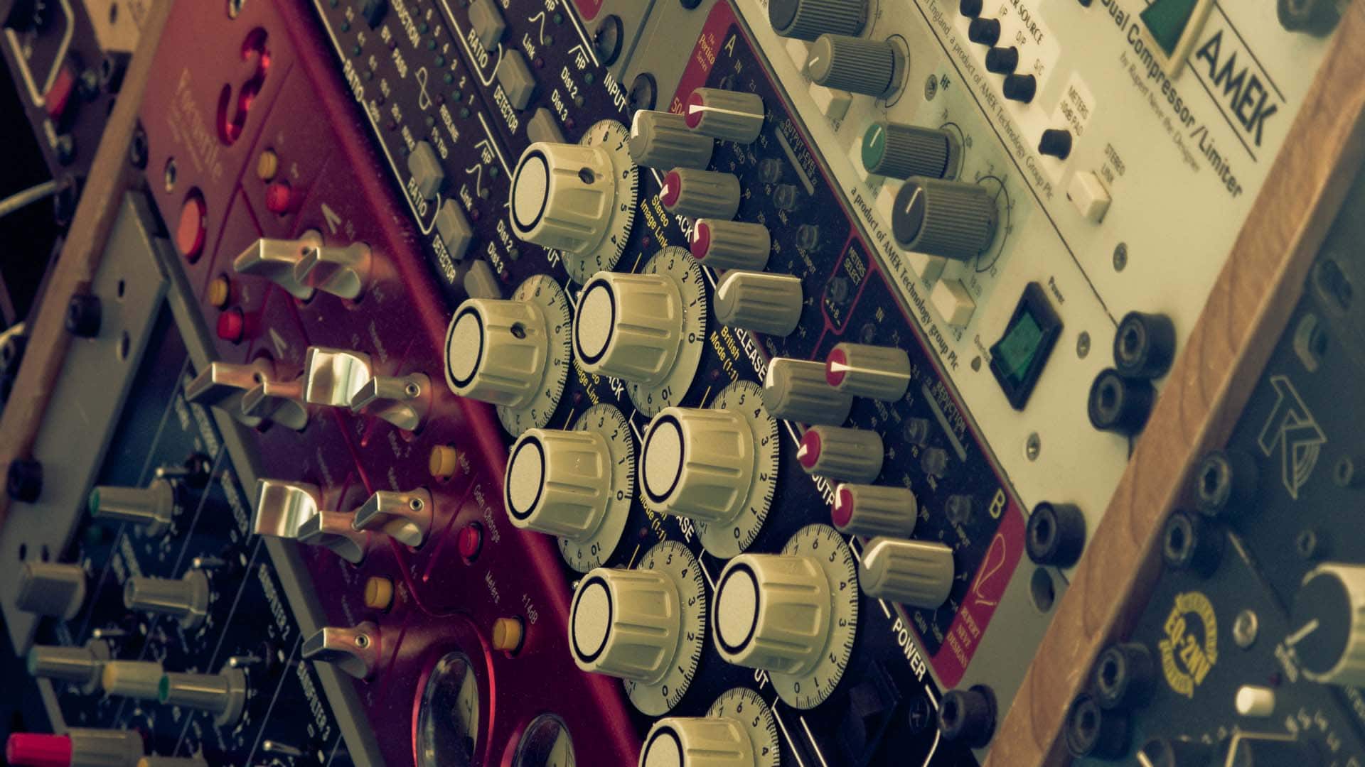 Part of the outboard gear at Unreal Studios where Omega and Quiver were recorded.
